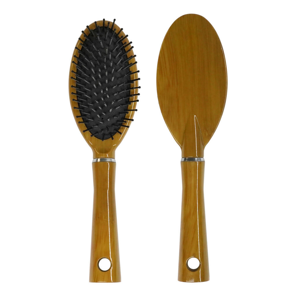 Paddle Hair Brush New Plating Shining Wood Color Massage Scalp Nylon ...