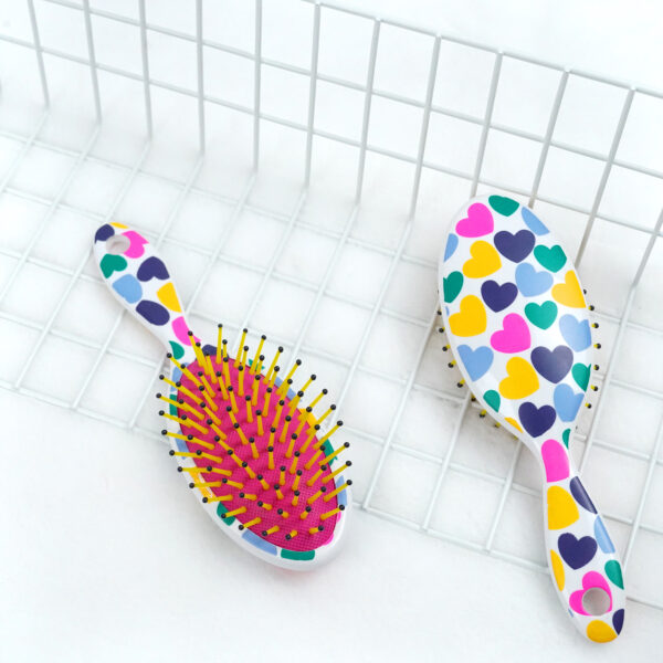 Colorful Hearts Paddle Hair Brush