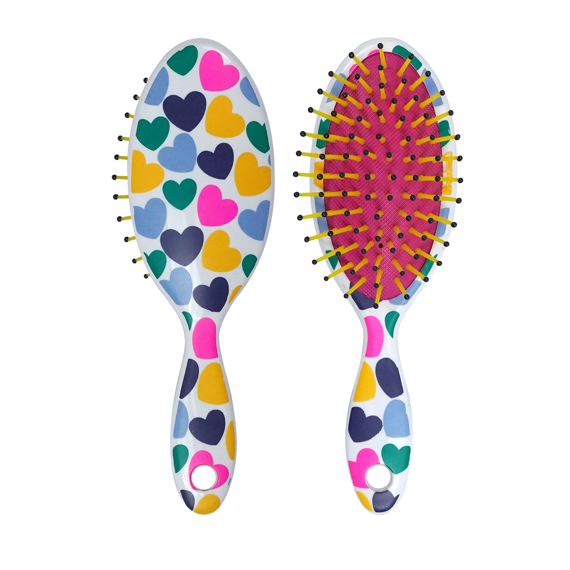 Colorful Hearts Paddle Hair Brush