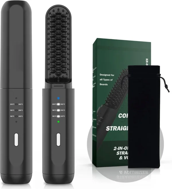 Cordless Electric Hot Comb: Professional Beard Straightener & Volumizer