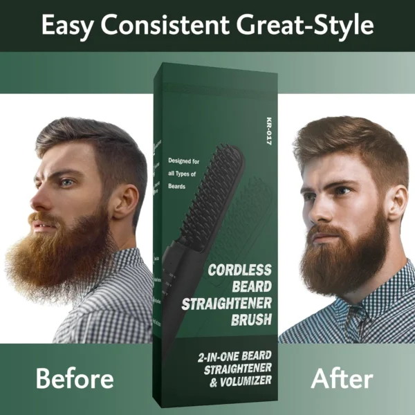 Cordless Electric Hot Comb: Professional Beard Straightener & Volumizer - Image 4