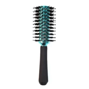 Ventilated Hollow Heat-Resistant Cyan Round Hair Brush Detangling Styling Tool for All Hair Types