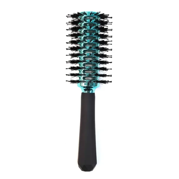 Ventilated Hollow Heat-Resistant Cyan Round Hair Brush Detangling Styling Tool for All Hair Types