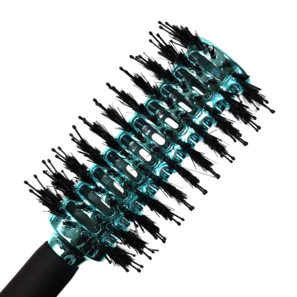 Ventilated Hollow Heat-Resistant Cyan Round Hair Brush Detangling Styling Tool for All Hair Types - Image 2