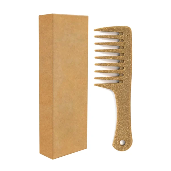 Wide-Tooth Eco-Friendly Coconut Fiber Plastic Hair Comb with Ergonomic Handle - Image 4