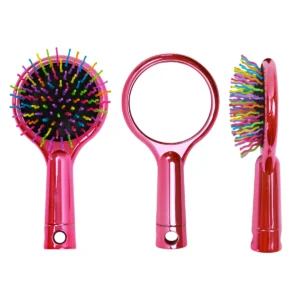 Rainbow Paddle Hair Brush with Integrated Mirror