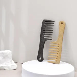 Wide-Tooth Eco-Friendly Coconut Fiber Plastic Hair Comb with Ergonomic Handle