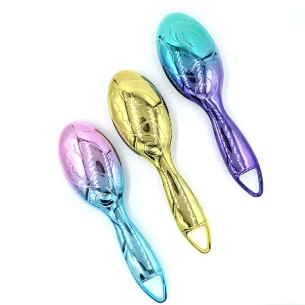 Vibrant Holographic Flat Paddle Straightening Brush with Detachable Multi-Tine Styling Tool - Image 2