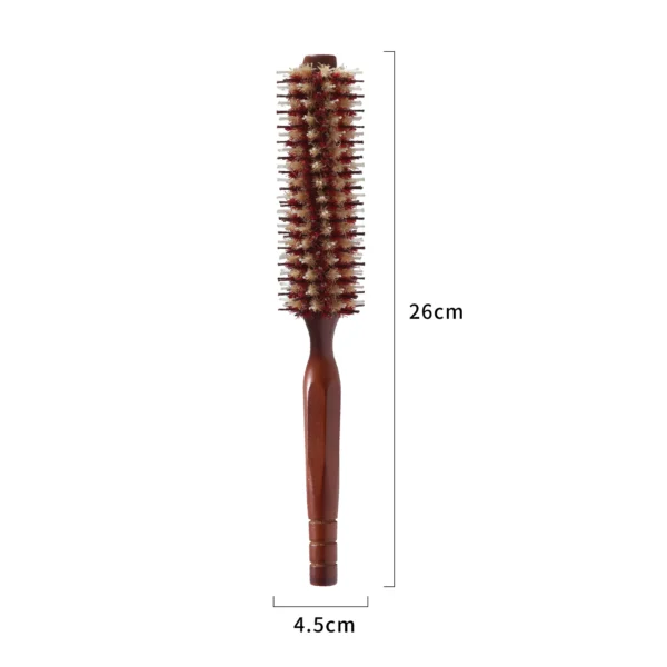 Hexagonal Solid Wood Handle Mixed Bristle Round Brush - Image 2