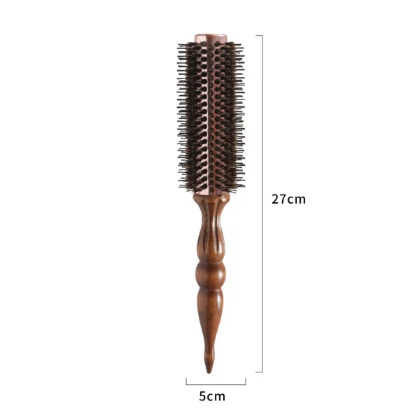 Wooden Ball Carved Handle Mixed Bristle Round Brush - Image 2