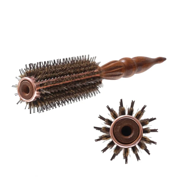 Wooden Ball Carved Handle Mixed Bristle Round Brush - Image 3
