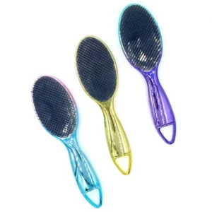 Vibrant Holographic Flat Paddle Straightening Brush with Detachable Multi-Tine Styling Tool