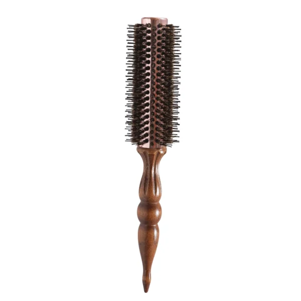 Wooden Ball Carved Handle Mixed Bristle Round Brush