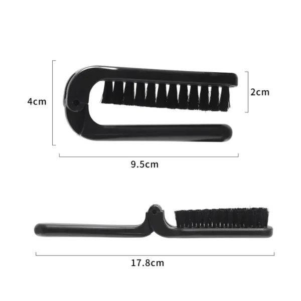 Black Bristle Folding Hair Brush with Ergonomic Handle and Travel Lock - Image 2