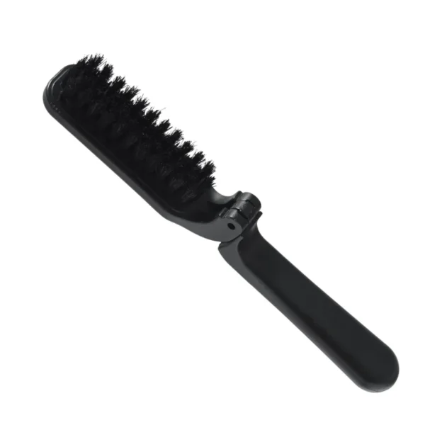 Black Bristle Folding Hair Brush with Ergonomic Handle and Travel Lock - Image 3