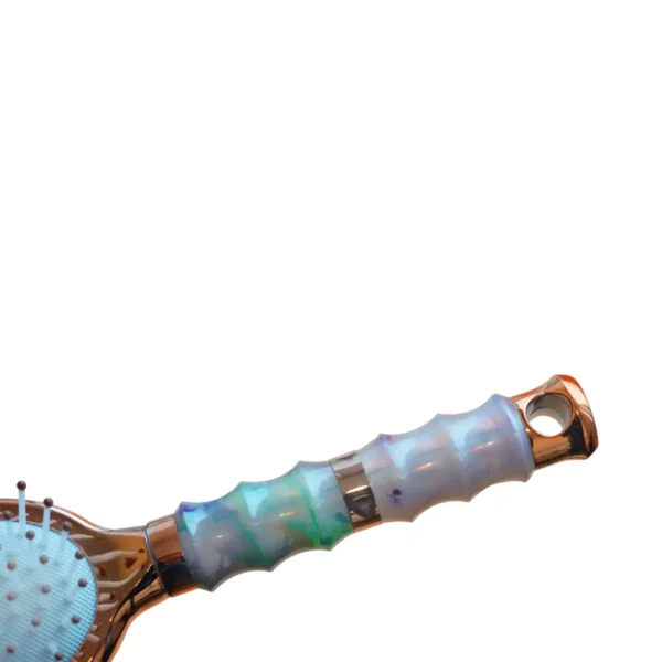 Rose Gold Oval Hair Brush Flower Print Massage Scalp Detangler Nylon Comb-Teeth Colorful Handle - Image 4