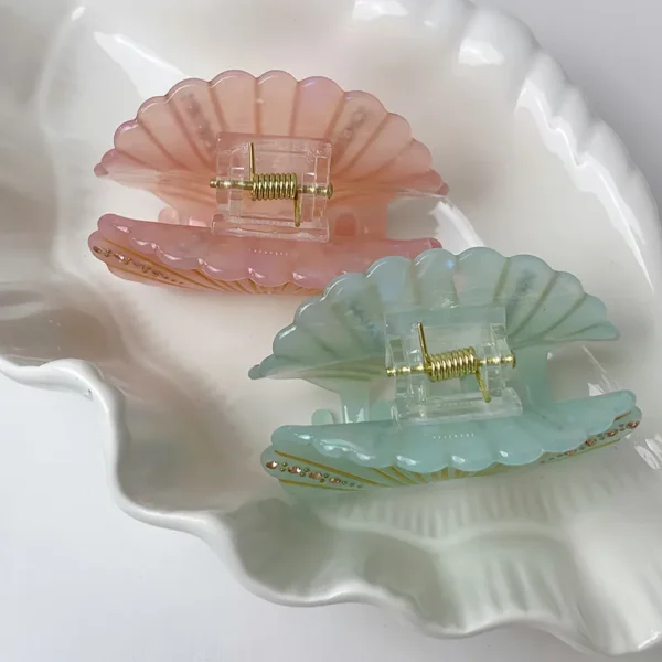 Diamond-Embellished Shell Acetate Hair Claw - Image 2