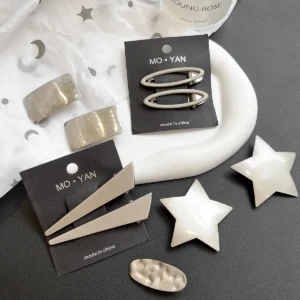 Silver Metal Hair Clips