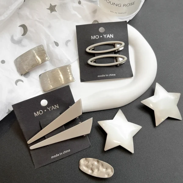 Silver Metal Hair Clips