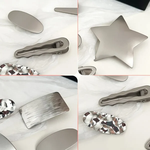 Silver Metal Hair Clips - Image 3