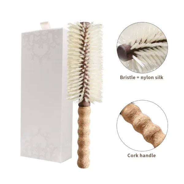 Classic Round Hair Brush with Oak Cork Handle - Image 6