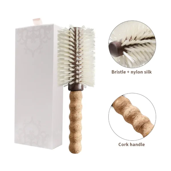 Classic Round Hair Brush with Oak Cork Handle - Image 7