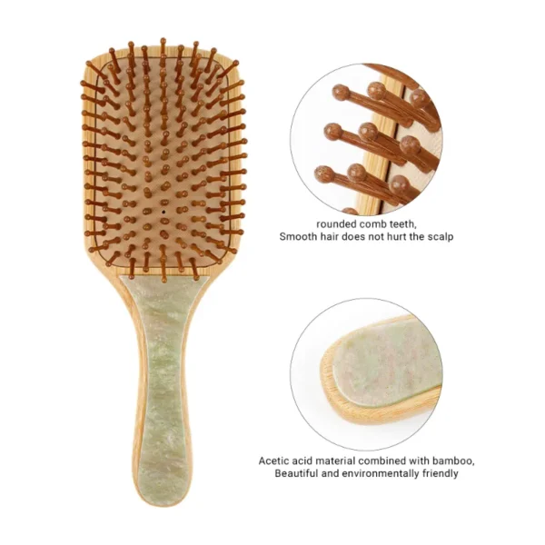 Elegant Paddle Hair Brush with Bamboo & Acetate Accents - Image 5