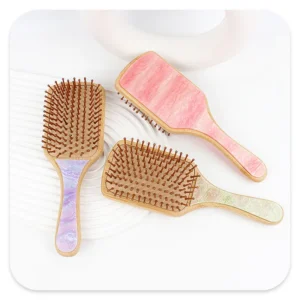 Elegant Paddle Hair Brush with Bamboo & Acetate Accents