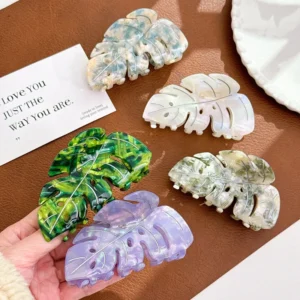 Leaf-Shaped Acetate Hair Claw