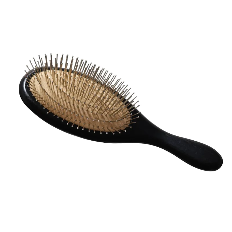 Customizable Black Lacquer Solid Wood Paddle Brush with Steel Pin Bristles - Image 5
