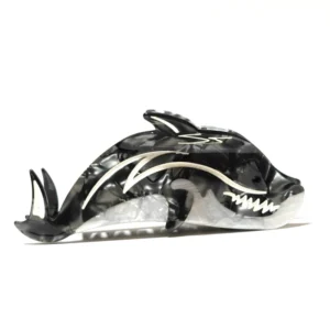 Black and White Marbled Orca Design Acetate Hair Claw