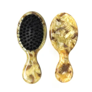 Compact 14x6cm Acetate Paddle Hair Brush with Boar & Nylon Bristles