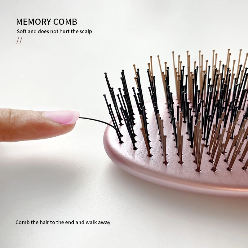 Premium Solid Pearlescent Paddle Hair Brush with Flexible Memory Bristles - Image 2