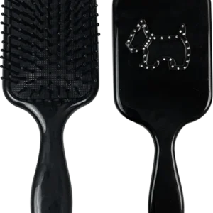 Premium Acetate Paddle Hair Brush with Rhinestone Dog Motif, 22x7cm