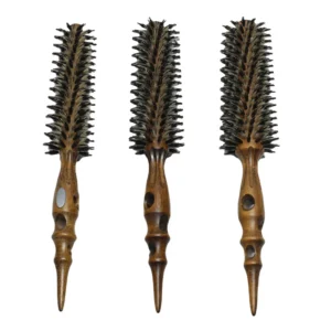 Professional Wooden Round Hair Brush with Pointed Tail Handle and Boar Bristles