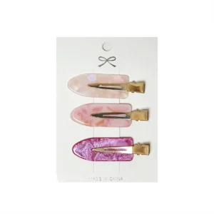 Assorted Pink Pearlescent Geometric Duckbill Acetate Hair Clips