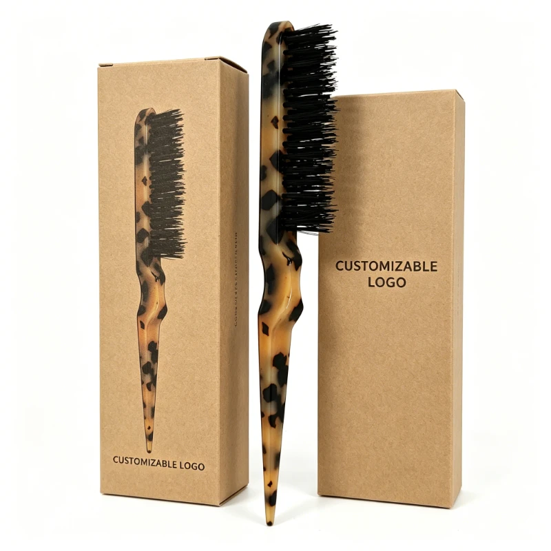 Classic Tortoiseshell Acetate Rat Tail Edge Brush, 215x15mm - Image 4