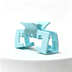 Matte Pastel Blue Rectangular Cutout Plastic Hair Claw