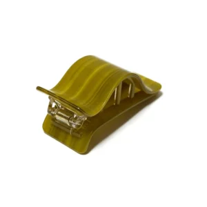 Olive Green Striped Arched Acetate Hair Claw Clip