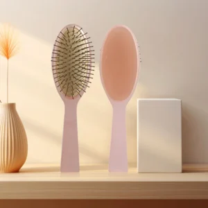 Frosted Blush Pink Acetate Paddle Hair Brush with Metal Pins, 21.2x6.8cm
