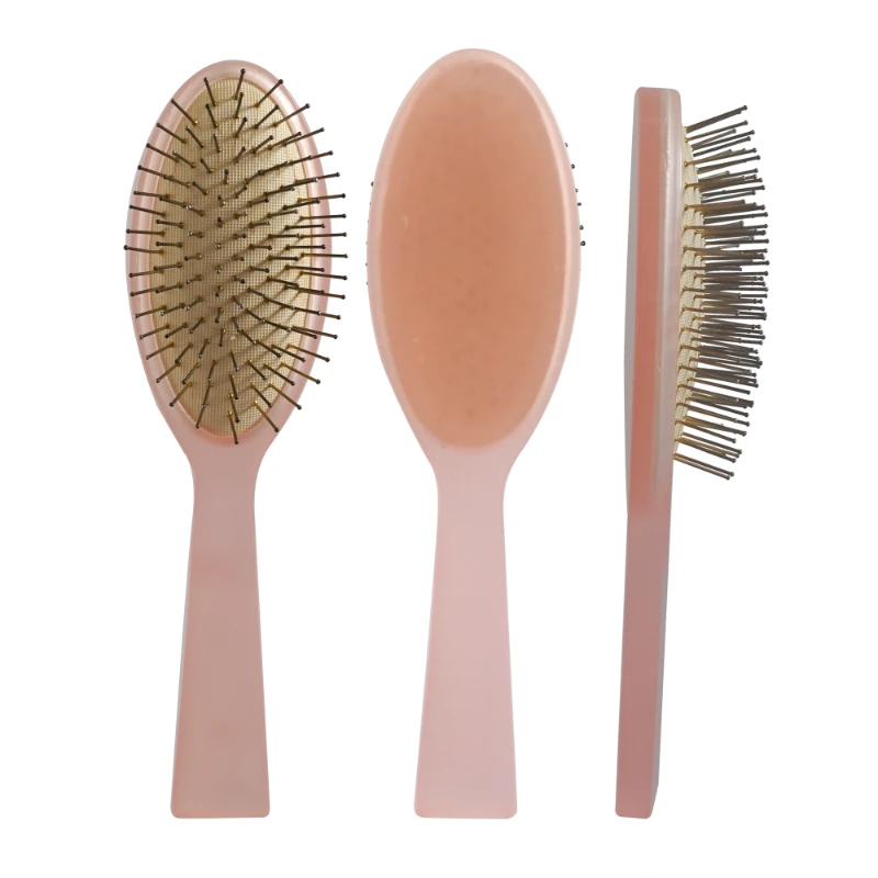 Frosted Blush Pink Acetate Paddle Hair Brush with Metal Pins, 21.2x6.8cm - Image 3