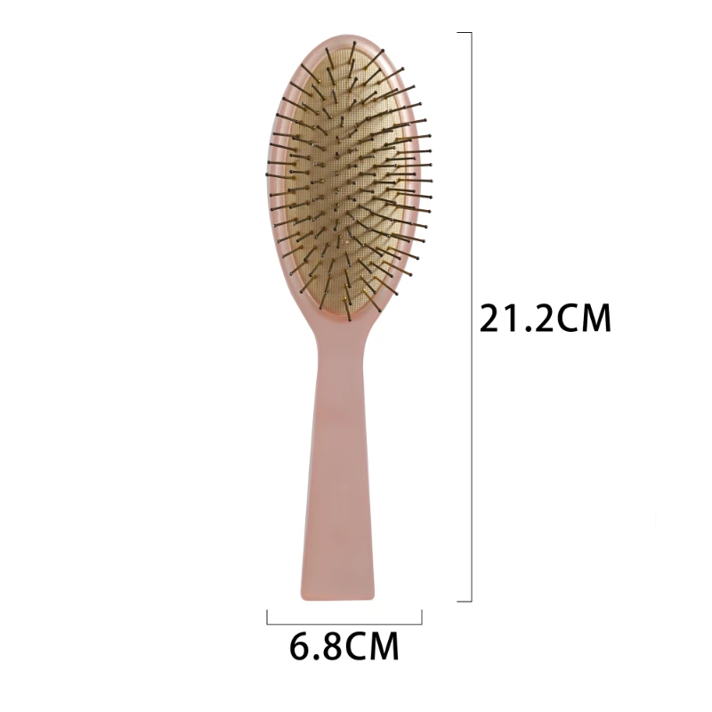 Frosted Blush Pink Acetate Paddle Hair Brush with Metal Pins, 21.2x6.8cm - Image 2