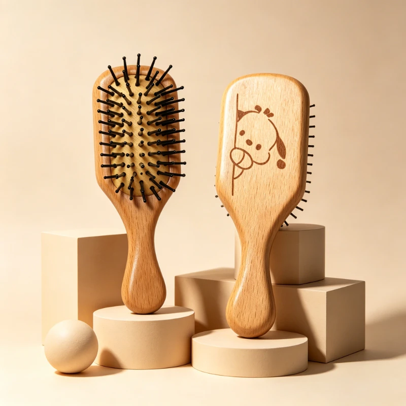 Natural Beech Wood Scalp Massage Paddle Hair Brush, 240x80mm