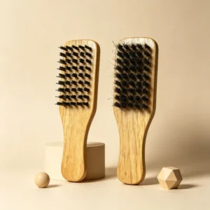 Natural Wood Dual-Sided Boar Bristle Wave Brush, 175x50mm