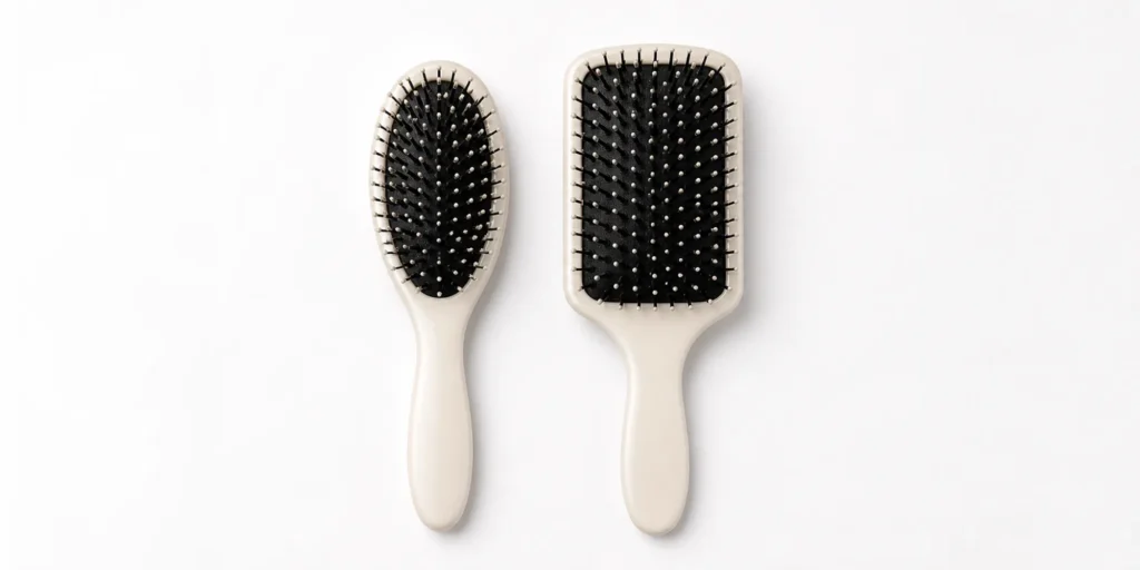 Hair brushes representing hygiene and transmission questions around sharing brushes between family members
