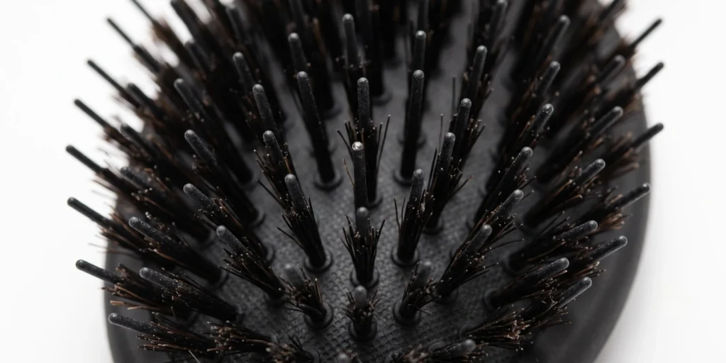 Ionic hair brush bristle detail showing tourmaline infusion for negative ion emission and static reduction