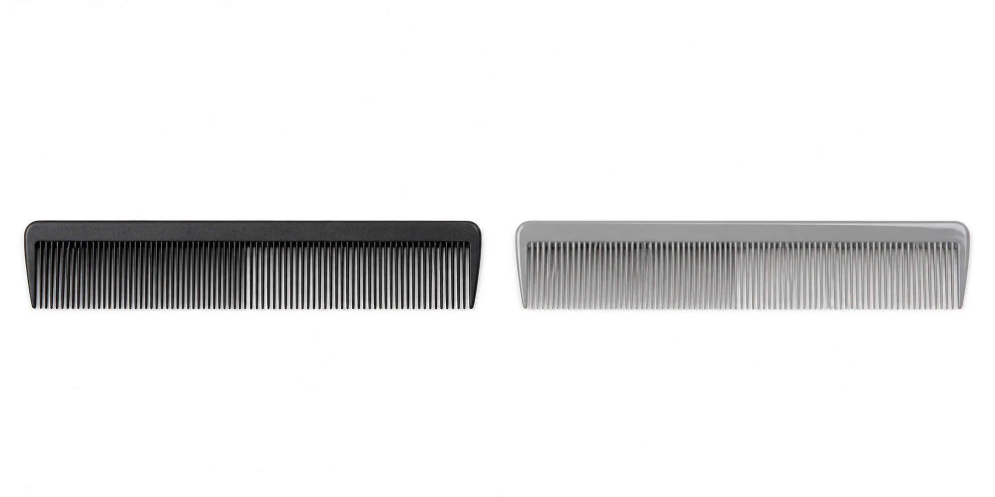 Carbon fiber comb and ABS plastic comb displayed side by side for B2B material sourcing comparison