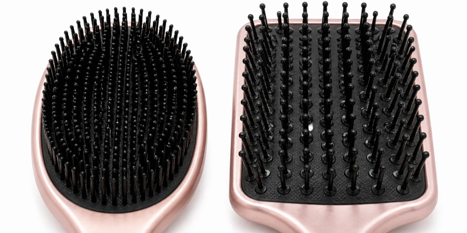 Slick back brush dense bristle pattern compared to standard paddle brush wider bristle spacing