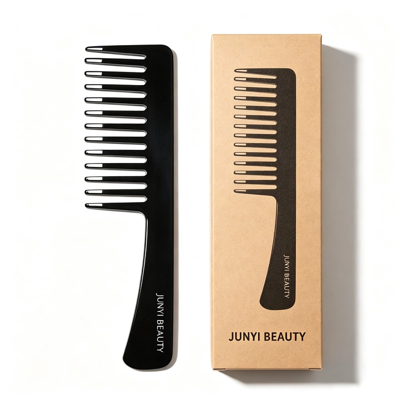 Glossy Black Wide-Tooth Handle Comb, 210x58mm