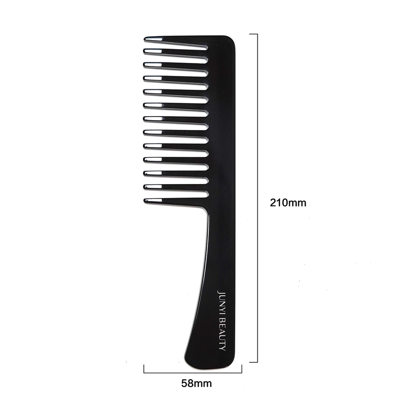 Glossy Black Wide-Tooth Handle Comb, 210x58mm - Image 2